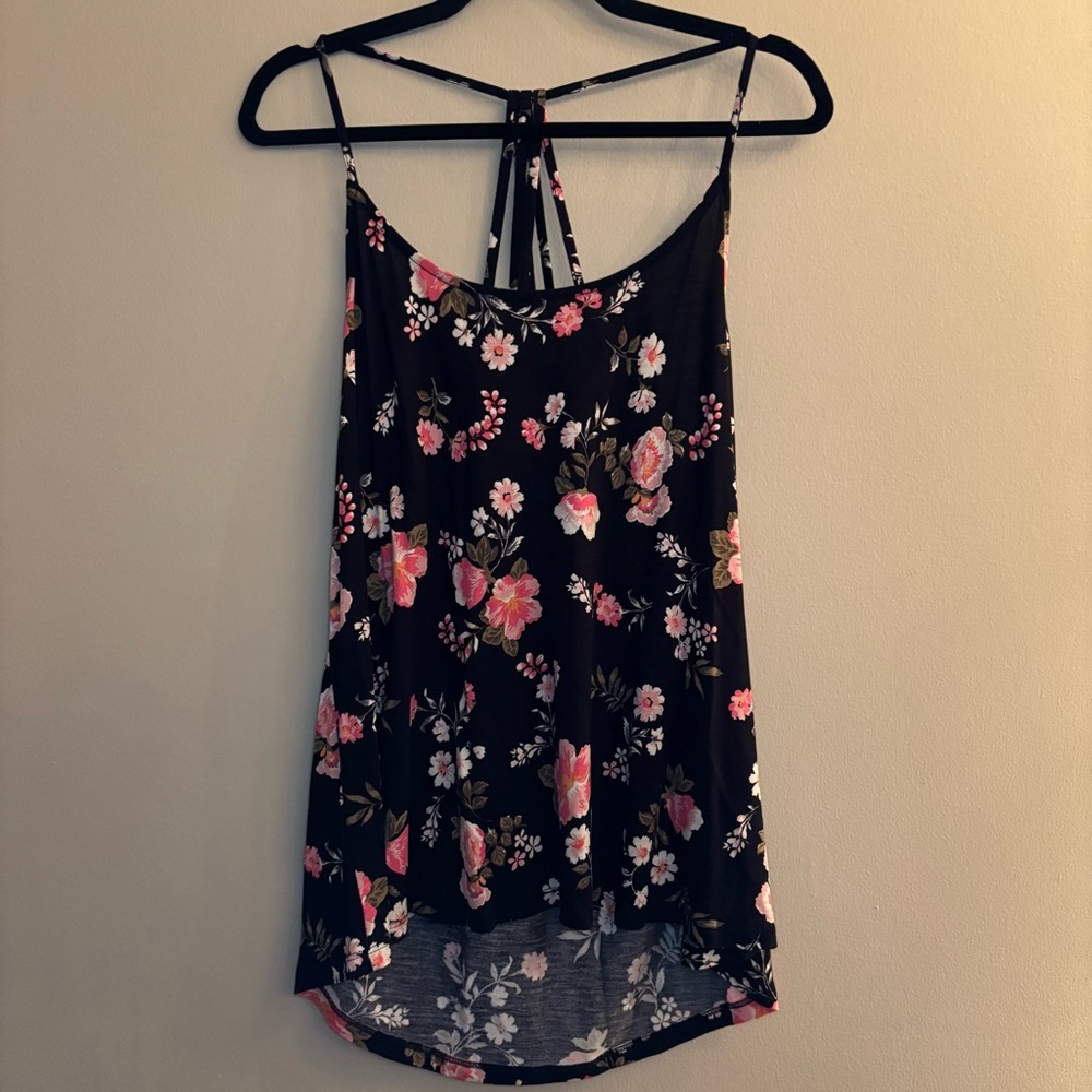 Lascana for VENUS Women’s Black Floral Tank Top Size L